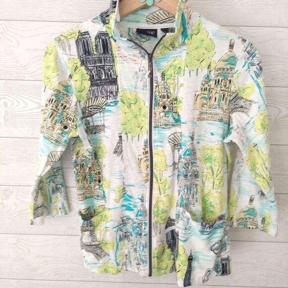 Onque Casual Zip Jacket Small Paris Lightweight Active Sporty Travel Zip up - Picture 7 of 8